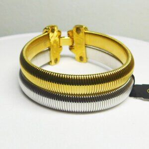 Monet -  Silver & Gold Stretch Band Bracelet - New